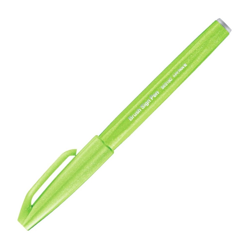 Pentel Fude Touch Art Sign Pen, Flexible Brush Tip Set of 3 Markers- LIGHT GREEN
